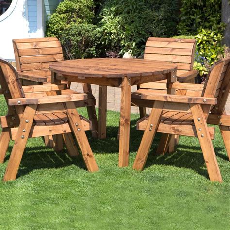 Charles Taylor 4 Seat Wooden Garden Furniture Table Set (Round ...