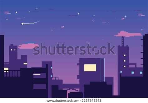 City Pixel Art Night Stock Vector (Royalty Free) 2237345293 | Shutterstock