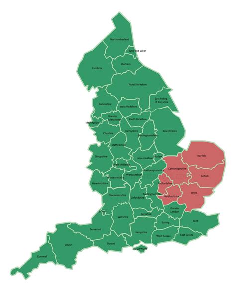 Download A Free Map Of The East Of England - County Map