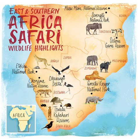 Africa Safari map | Africa, Africa map, South africa