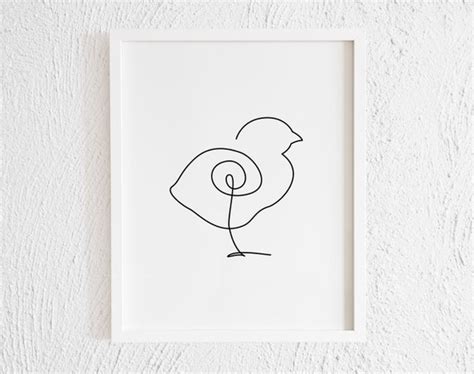 Baby Chicken Line Art. Minimalist Chick Doodle Print. Modern | Etsy Israel