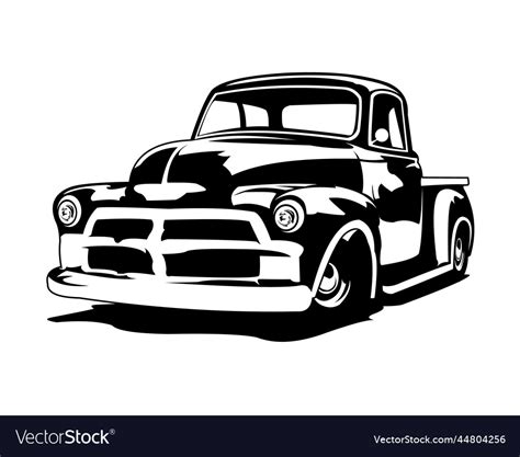 Vintage Pickup Truck Vector Illustration Stock Clipart, 45% OFF