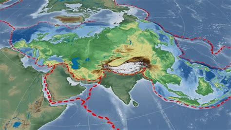 Eurasian Tectonic Plate. Extruded On Disc. Plate Centered On Map Of ...