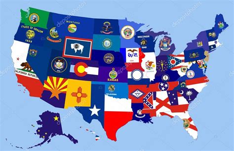 Usa states flag map Stock Illustration by ©tony4urban #75971787