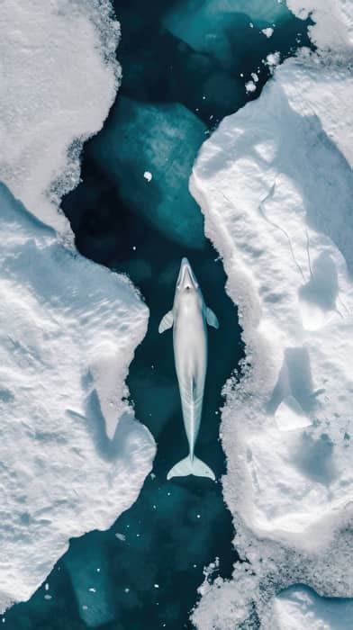 beluga whale in natural habitat, white whale arctic ocean, endangered ...