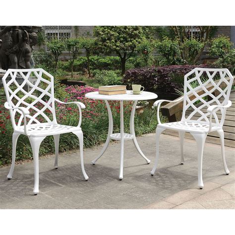 3-Piece White Bistro Sets - Outdoor Patio Bistro Sets