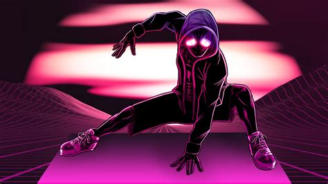 Miles Morales Wallpaper 4K, Spider-Man, Neon, Pink, Spiderman