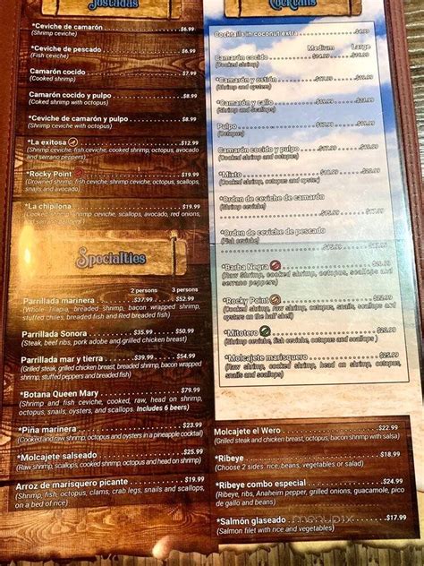 Online Menu of Rocky Point Seafood Restaurant, Gilbert, AZ