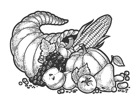 Cornucopia Clipart Black and White free - Clipart World