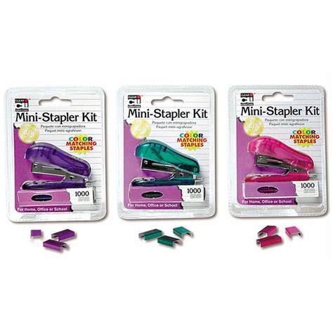 Stapler - Mini w/1000 Color Staples - Assorted Colors - Blister Carded ...