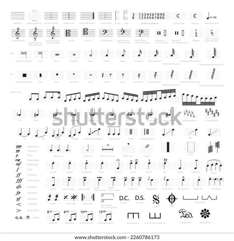 Collection Musical Symbols Notes Musical Notation Stock Vector (Royalty ...