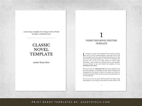 Simple classic novel writing template for Word