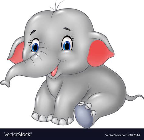 Cartoon baby elephant sitting isolated Royalty Free Vector