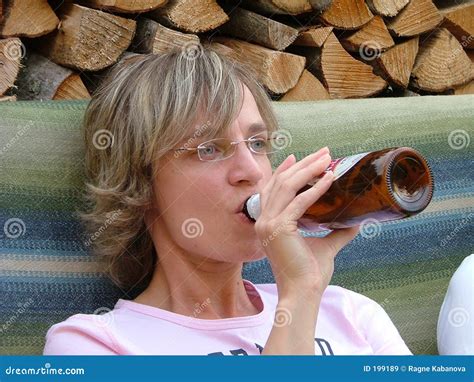 Woman Drinking Beer Royalty Free Stock Images - Image: 199189