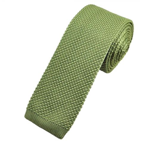 Plain Sage Green Narrow Knitted Tie from Ties Planet UK