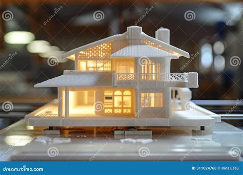 3D-printed house model stock illustration. Illustration of desktop ...