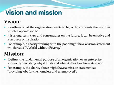 Vision and mission of companies