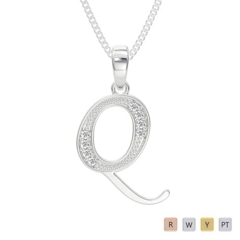 Gold / platinum diamond initial necklace pz2314 - AG & Sons (UK) LTD