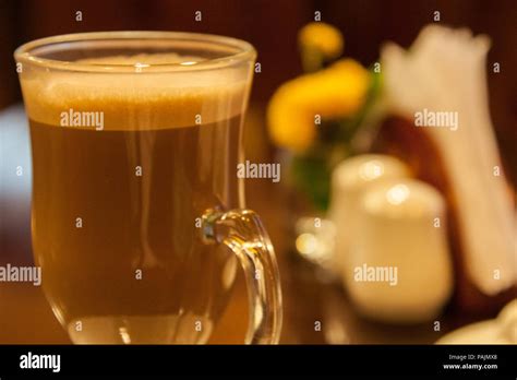 Glass cup cappuccino Stock Photo - Alamy