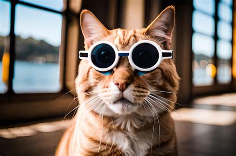 Premium AI Image | Funny cat wearing glasses