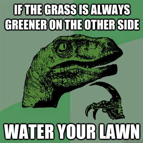 If the grass is always greener on the other side water your lawn ...