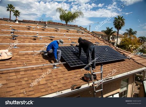 Installation Solar Panels On Tile Roof Stock Photo 1949516473 ...