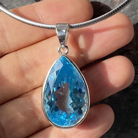 Blue Topaz Pendant large blue topaz pendant filigree | Etsy