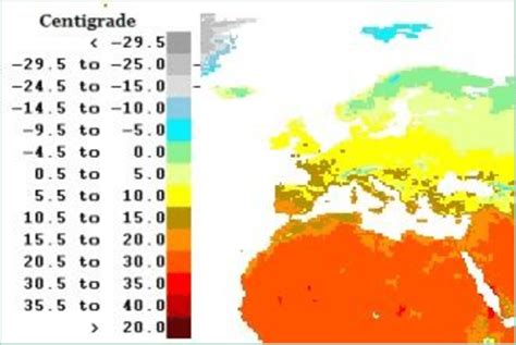 2. Map of annual average European air temperature (ground temperatures ...