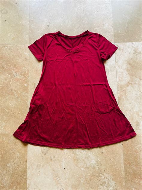 Plain Red Dress, Cotton, Women's Fashion, Dresses & Sets, Dresses on ...