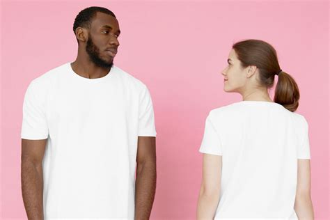 Front and Back of the T-Shirt on a Man and Woman Mockup Free Download ...