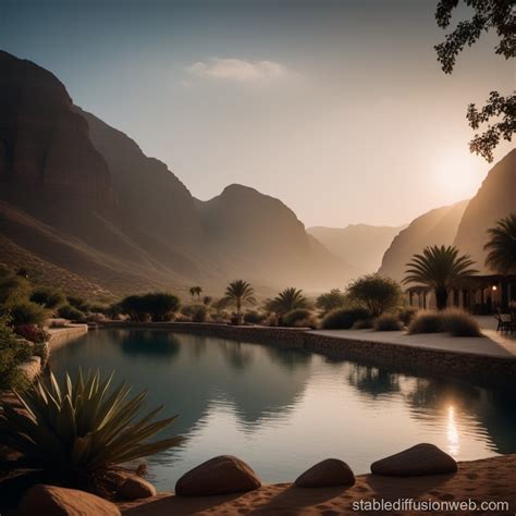 A Desert Oasis Journey | Stable Diffusion Online