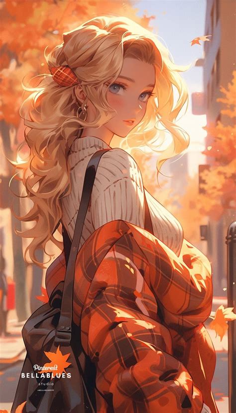 Harvest Season Glamour: Anime Woman in Fall Attire" | Character art ...