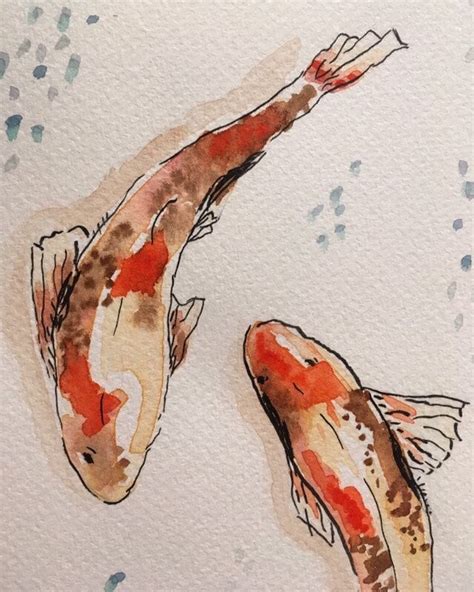 Print Printing Sheet Koi Fish, Watercolor Painting Koi Fish, Japanese ...