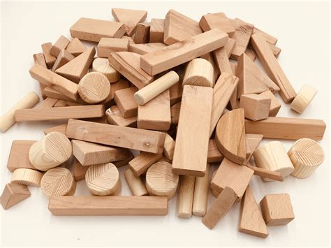 Handmade Wooden Toy Building Blocks - Set of 150 Blocks - Building Toys ...