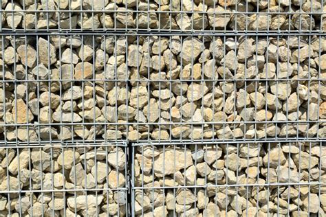 Gabion Stone Wall stock image. Image of baskets, block - 12636191