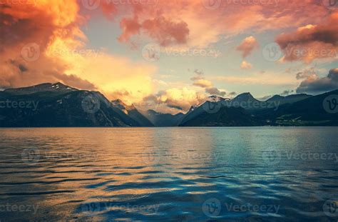 Norway Fjords Sunset Scenery 24609408 Stock Photo at Vecteezy