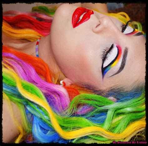 Be Glamorous By Lindsay: Crazy Rainbow Hair and Makeup Tutorial