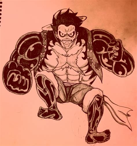 My gear 4th Luffy drawing : r/OnePiece