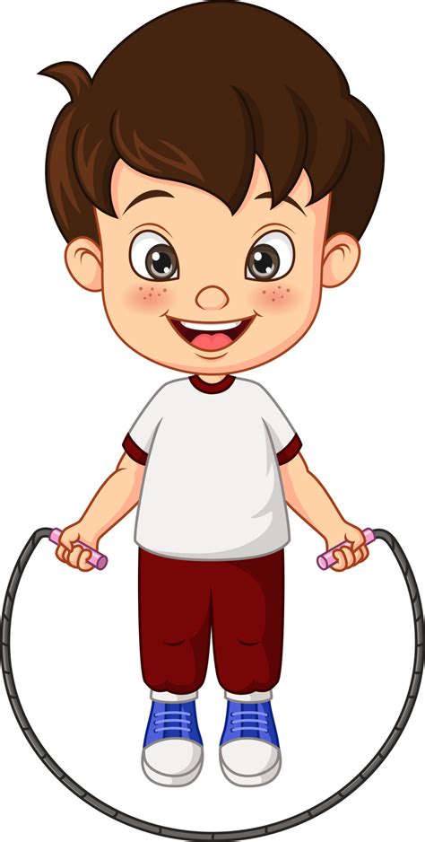 Cartoon little boy skipping rope 5112453 Vector Art at Vecteezy