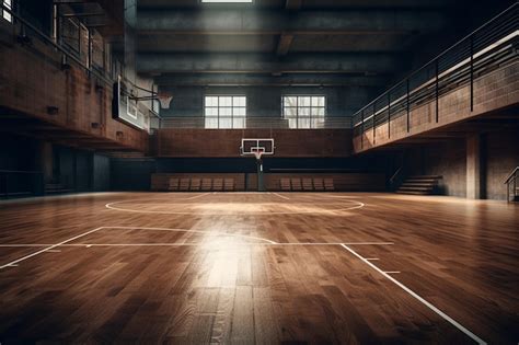 Premium AI Image | A basketball court with a basketball court in the ...