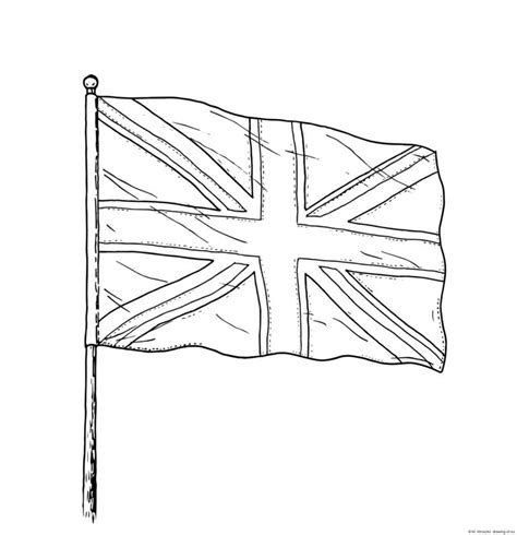 Drawing of British flag – Line art illustrations