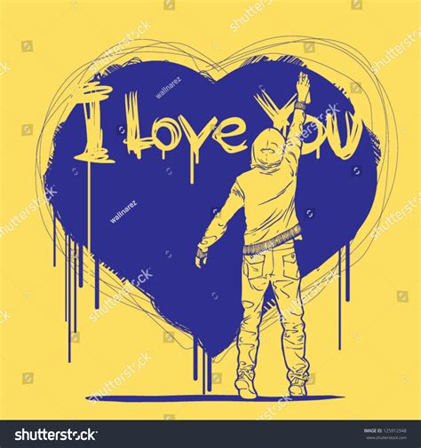 I Love You Graffiti Style Stock Vector Illustration 125912948 ...