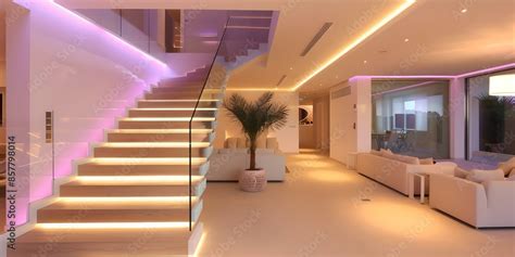 Elegant Home Featuring a Pale Wooden Staircase with Glass Balustrades ...