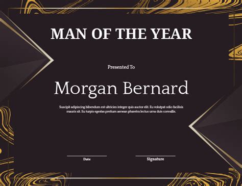 Printable Man Of The Year Award Certificate Template