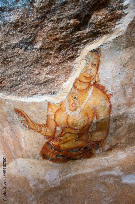 Ancient paintings frescoes in sigiriya rock fortress Dambulla, Sri ...