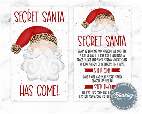 SECRET SANTA CHRISTMAS Game Printable Secret Santa Activity - Etsy