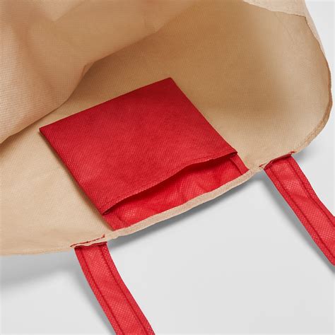 PLANTERING shopping bag, light brown/red, 17 ¾x14 ¼" - IKEA