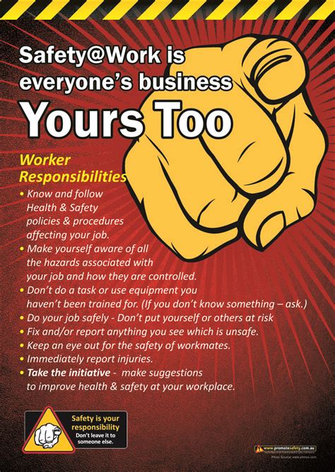 Workers Responsibility #1 Safety Posters | Promote Safety | Workplace ...