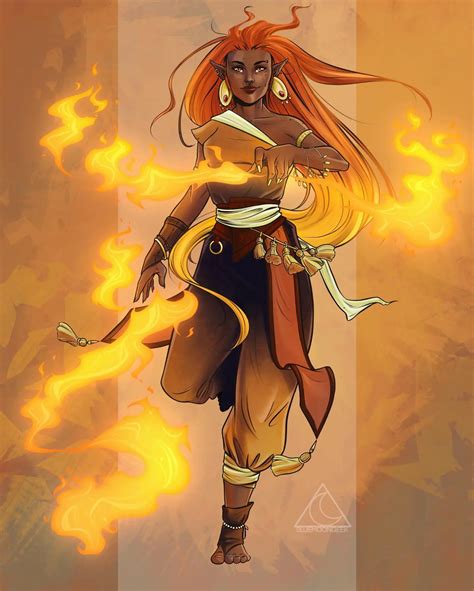 [Art] [OC] Fire Genasi Monk by self : r/DnD