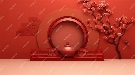 Premium AI Image | Red Chinese Lunar New Year background